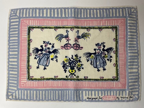 9 Vintage Peacock placemats Designed By Ursula In 1961 Pink Blue Kitsch Glam - Picture 3 of 9