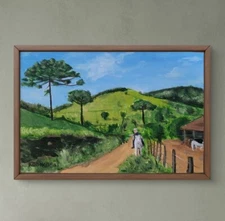 Oil Painting on Wood Panel - Handmade - South Way 6" X 4"