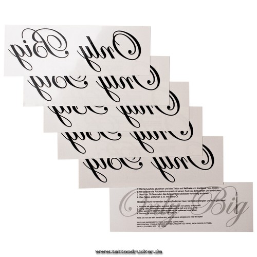10 x "Only Big" Tattoo Schriftzug in schwarz - Sexy Kinky Tattoo (10) - Picture 3 of 5