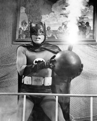 Batman TV Adam West holding explosive ball 24x36 inch poster