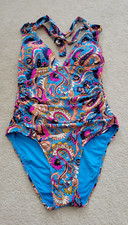 New With Tags LUCKY BRAND One Piece Swimsuit Paisley Print Sz Small Multi-color