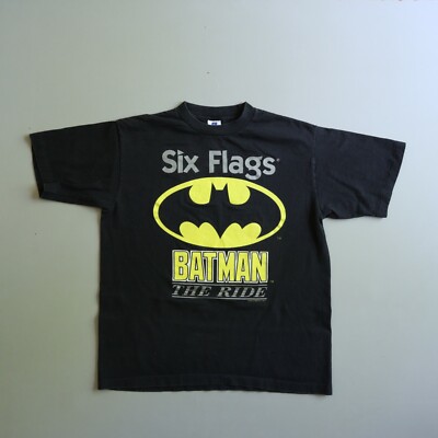 Vintage Six Flags Batman Ride Shirt DC Comics 90s USA Made Theme Park