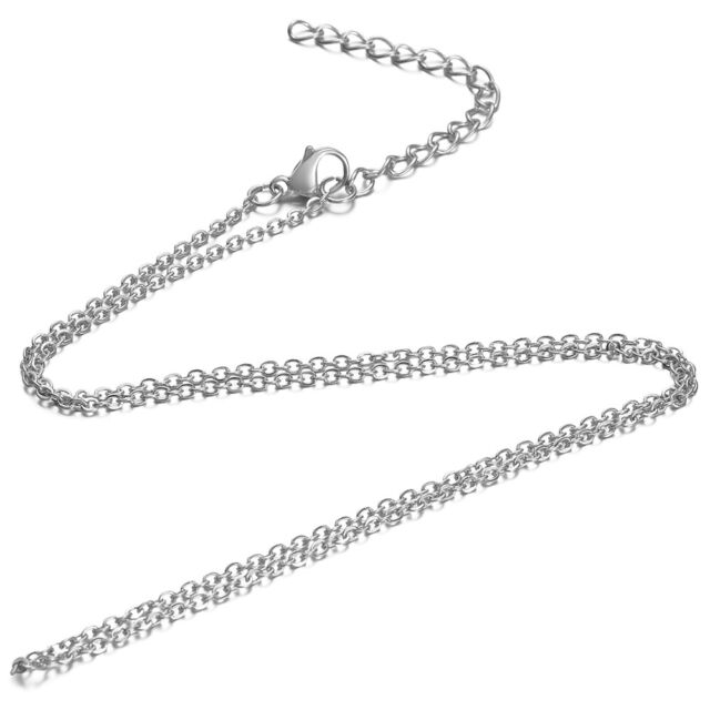 Halskette Fein Kette Silbern 80cm+5cm Edelstahl Hypoallergen Glied
