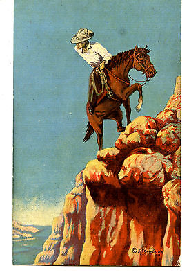 L.H Dude Larsen The Chief Indian on Horseback Vintage Postcard