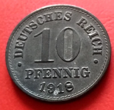 Monnaie Allemagne 10 Pfennig 1918 , Zinc , KM#26  [2119] - Photo 1/2