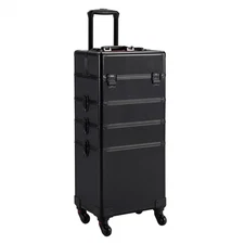 4-in-1 Aluminum Professional Makeup Train Case Trolley Cosmetic Case, Used