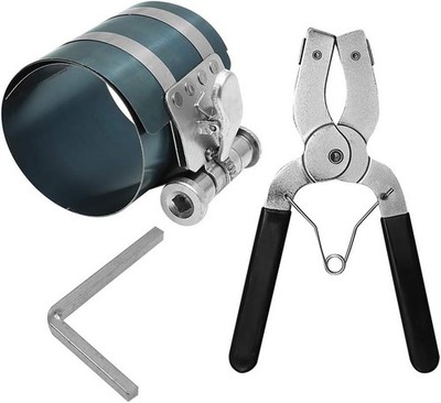 Car Engine Piston Ring Removal Kit Compressor Tool & Piston Ring Pliers with Adj