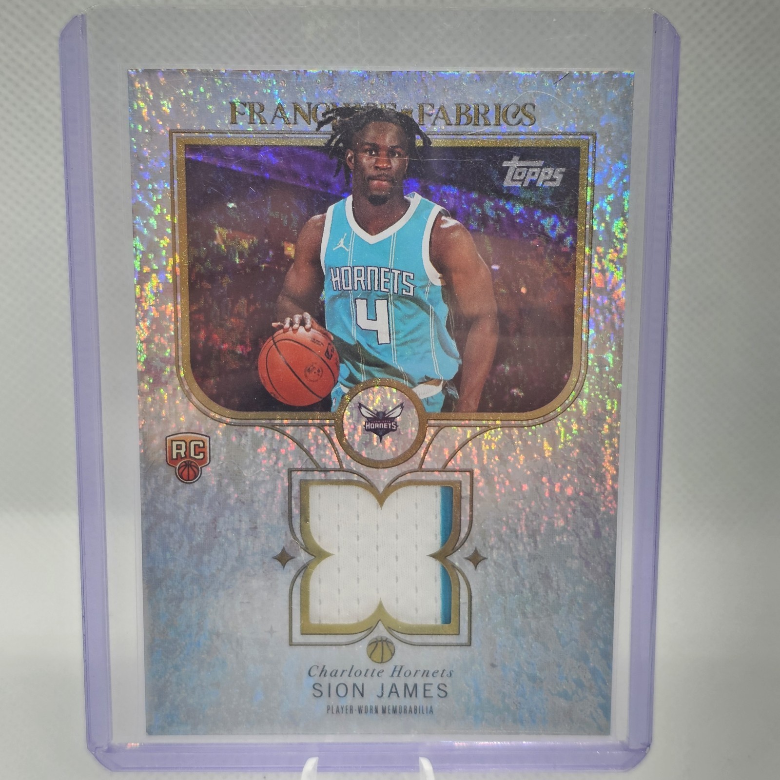 2025-26 Topps Basketball Sion James Franchise Fabrics Glitter Holo Foil Hornets