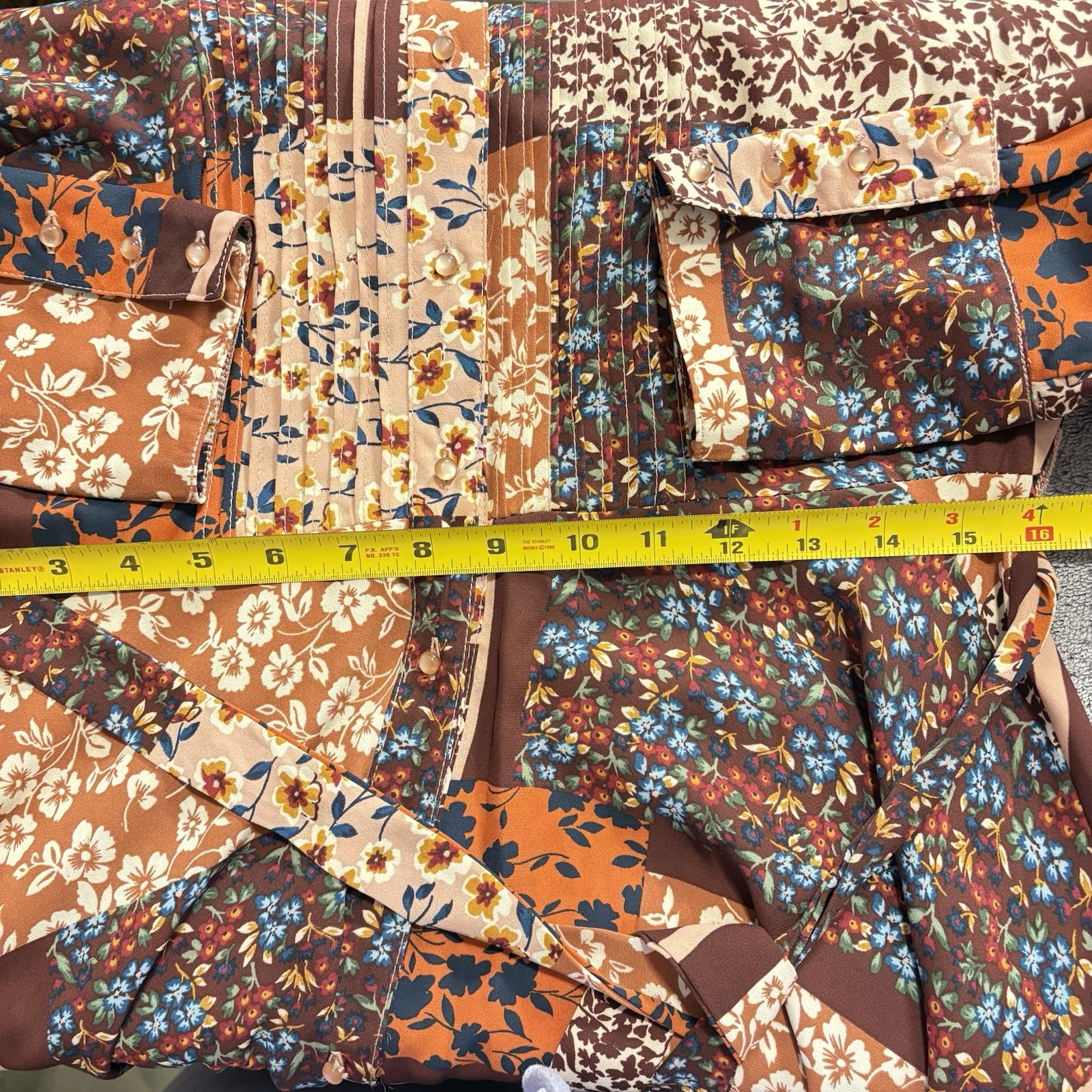 NANETTE LEPORE Button Up Patchwork Shirtdress Tie… - image 9