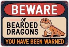 Beware of Bearded Dragons Tin Metal Signs Home D cor, Vintage Bearded Dragon Rep