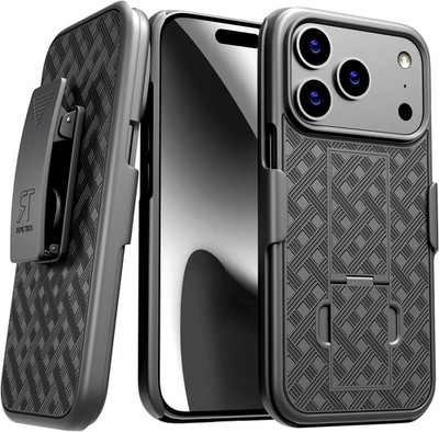 iPhone 17 Pro Max Case with Belt Clip Holster, Rugged Shockproof Heavy Duty Cove
