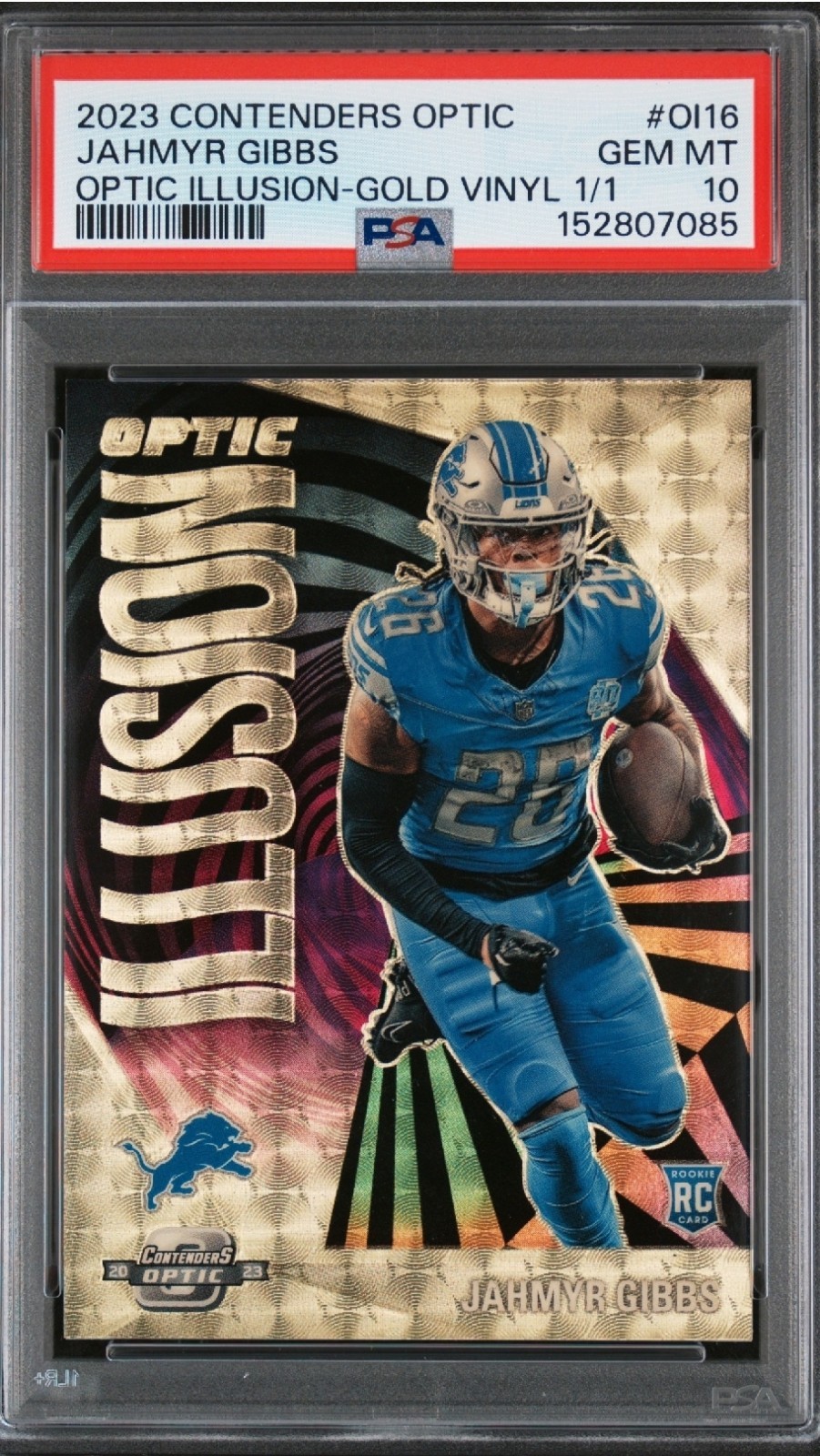 Jahmyr Gibbs Panini Contenders Optic #112 Gold Vinyl