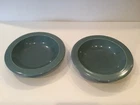 Red Wing Pottery VILLAGE GREEN Set Of 2 Rimmed Soup/Cereal Bowls 8.25” All Green