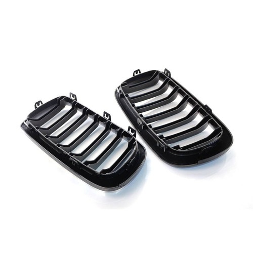 Pair Gloss Black Front Hood Grill Kidney Grille For BMW X5 F15 X6 F16 2014-2018 - Picture 7 of 7