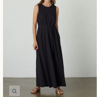 edith maxi dress Velvet Edith Maxi Dress Sz S Black Slub Cotton NWT A Line Pockets