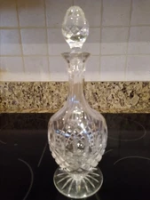 Vintage Heavy Hand Cut Crystal Glass Decanter w/stopper Liquor 13”