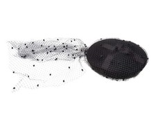 Vintage Black Chanel 1980s Netted Tulle-Accented Beret