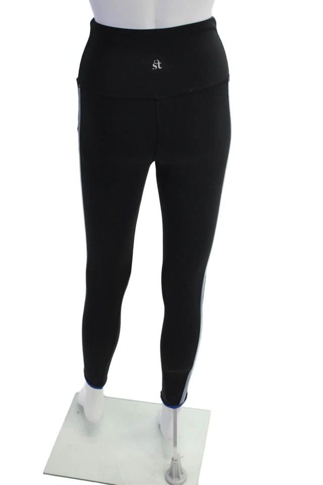 Leggings Strut This para mujer a rayas laterales negros azules talla pequeña Foto 3 de 4