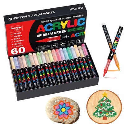 Acrylic Paint Markers Pens, 60 Vivid Colors Acrylic Markers Set,Direct Liquid...