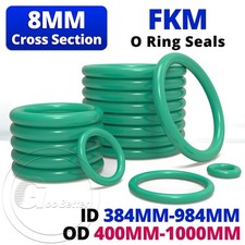 Metric Rubber FKM O Ring Seals 8mm Cross Section 400mm-1000mm OD - Green