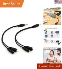 Gold Plated 3.5mm Stereo Audio Splitter Cable - 2 Female Connectors, Tangle-Free