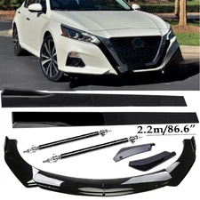 Front Bumper Lip Spoiler Body Kit Rear Lip Glossy Black For Nissan Altima 10-20