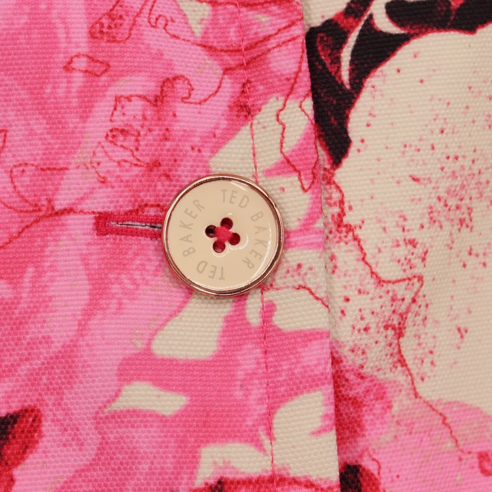 Женский блейзер Ted Baker London с цветочным рисунком размер 1 укороченная куртка с розовыми розами - Изображение 4 из 4