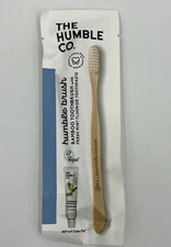 New The Humble Co. Bamboo Toothbrush with Mint Fluoride Toothpaste Sample Vegan
