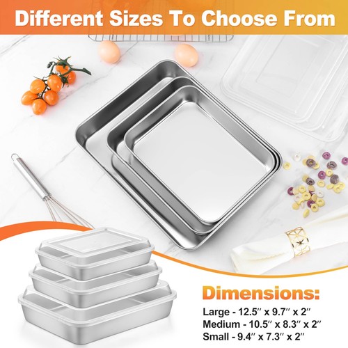 Baking Pan with Lid, 9 x 12 Inch Stainless Steel Lasagna Pan Deep, Rectangle ... - Picture 5 of 9