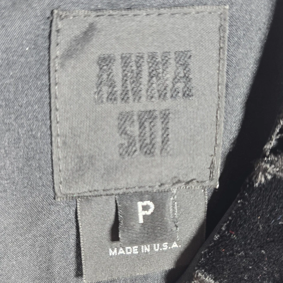 Vestido Anna Sui Pequeño Negro Para Mujer Talla P Ojales Bordado Terciopelo Capricho Foto 3 de 4