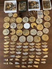 Huge Lot Vintage Antique Waltham Pocket Watch Parts Movement Dial Gears Hands
