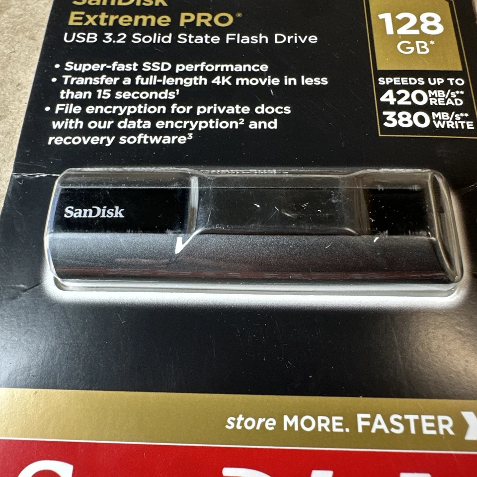 Sandisk 128Gb Extreme Pro Usb 3.2 Solid State Flash Drive - Up To 420M Personal  - Image 4 of 4