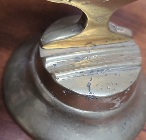 6" Tall Dinner Brass Bell Wild Long Neck Exotic Bird No Hammer - Picture 6 of 7