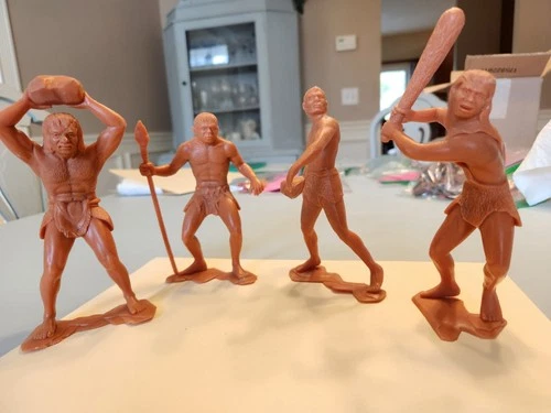 Marx Vintage Plastic Caveman 4 Figures