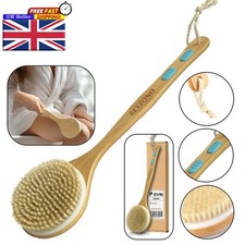 Bamboo Long Handle Body Brush Natural Boar Bristles Back Scrubber for Shower