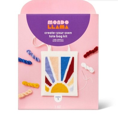 Mondo Llama Create-Your-Own Tote Bag Kit Hand Embroidery Sunrise/Sunset Theme