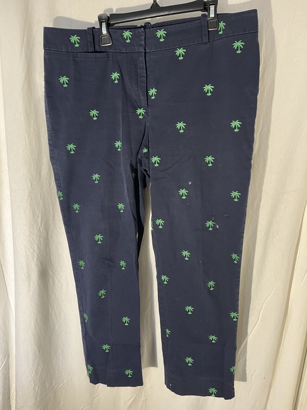 Womens capri pants size 10 Talbot blue with green palm trees