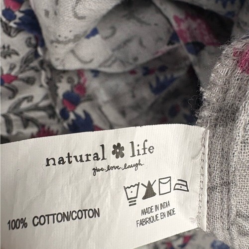 Vestido Natural Life Midi Botón Cierre Trasero Bolsillos Floral Transpirable Algodón S - Imagen 5 de 15