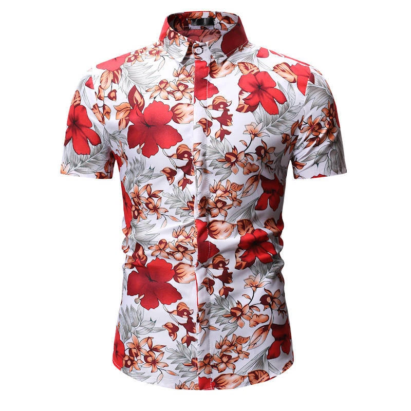 Camisas Modernas Rojas Moda Floreadas Camisa Hawaiana Casual Para Hombre Ropa | eBay