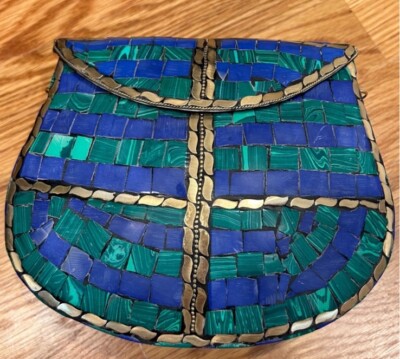 NWOT Ramla Clutch Bag Moroccan Mosaic Crossbody Unique Gift Blue Green Gold
