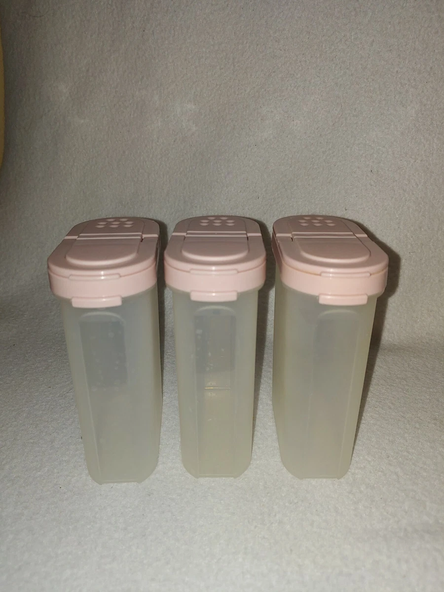 Tupperware Modular Mates Spice Shakers Set of 3 with Pink Lids