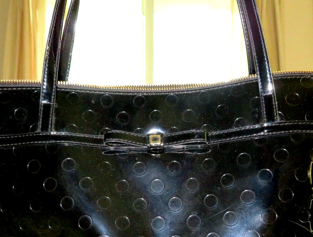 Borsa tote Kate Spade grande Sophie Camellia Street nera PVC pelle verniciata in ottime condizioni