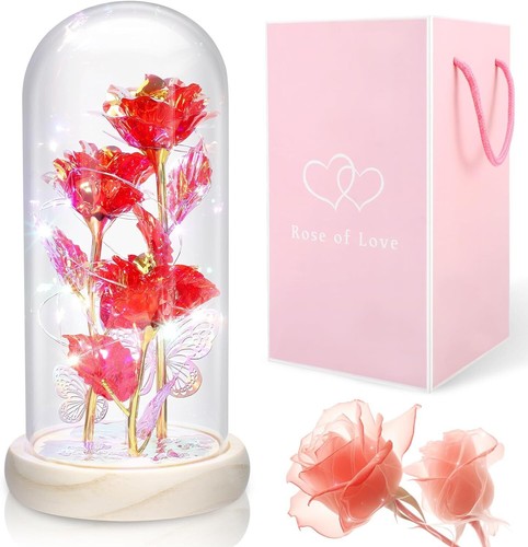 Mother/Valentine's Day Rose Gifts for Women Light Up Rose in Glass Dome Gifts AU - Picture 5 of 14