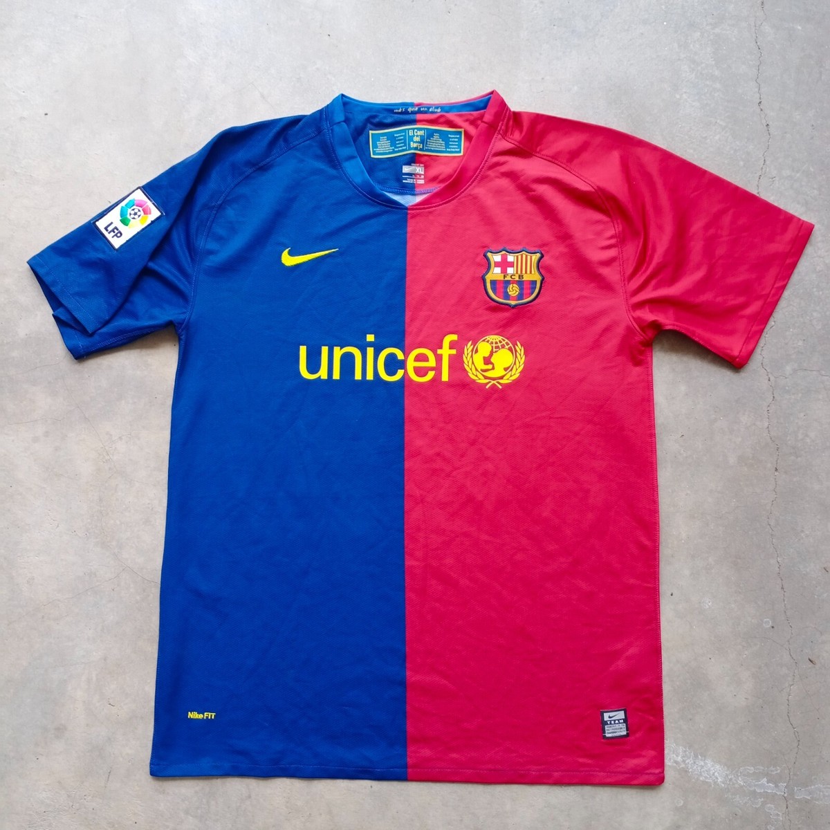 BARCELONA 2008 2009 HOME SHIRT Unicef AUTHENTIC JERSEY XL