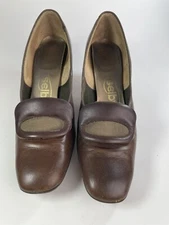 Vintage Selby Women’s Shoes Heels Pumps Brown Leather Size 7.5 Toe Plate