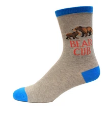 Hot Sox Kid's Bear Cub Crew Sock 1 Pair, Grey Heather, Large/X-Large