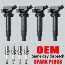 4X Ignition Coil & 4X Iridium Spark Plug For Toyota Corolla Pontiac L4 1.8 UF247