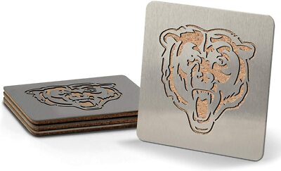 NFL Chicago Bears 4er Set Untersetzer Coaster Set Edelstahl Kork Boaster