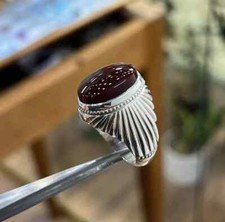 Real Black Agate Sterling Silver 925 Handmade Ring High Quality Black Agate