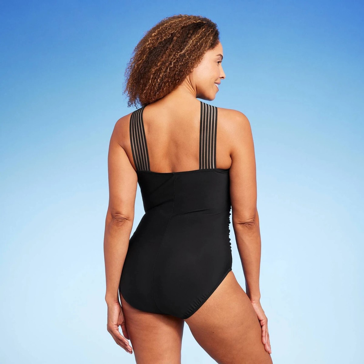 ワンピース水着 OSEREE Woman Swimsuit Black GPS250 BLACK Aqua Green Women's Crossover Neck Detail One Piece Swimsuit